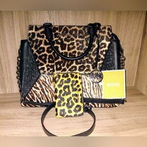Michael Kors Calf Hair Print Prism Satchel and Wallet Set